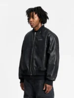 BOMBER JACKET BRUSHED LEATHER f