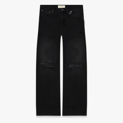 DESTROYED TROU DENIM WASHED BLACK