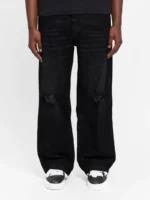 DESTROYED TROU DENIM WASHED BLACK fghy