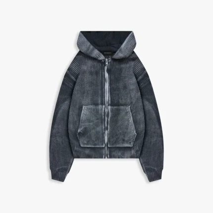 ESSENTIAL KNIT ZIP HOODIE ACID BLACK