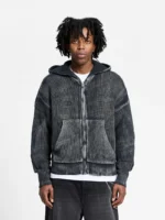 ESSENTIAL KNIT ZIP HOODIE ACID BLACK b