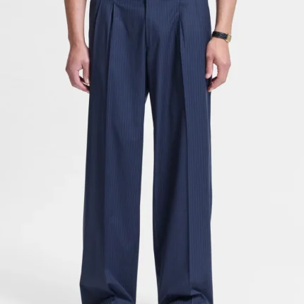 TAILORED BAGGY PANTS PINSTRIPE BLUEhj