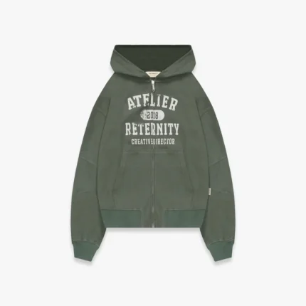 WAFFLE ZIP HOODIE GREEN