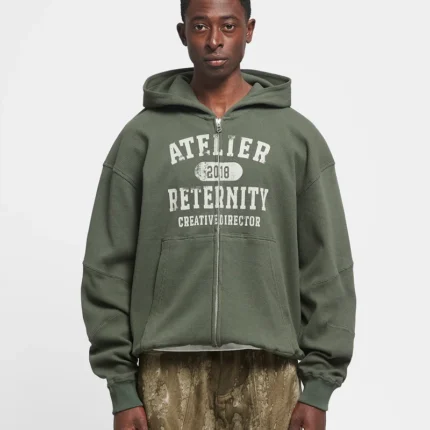 WAFFLE ZIP HOODIE GREEN f