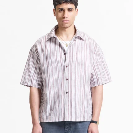 WATERCOLOR SHORT SLEEVE SHIRT BROWN d